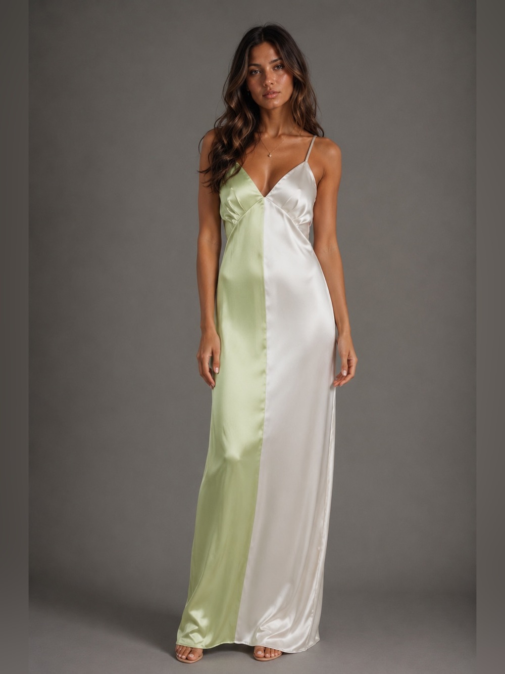 Pretty Lavish NWT Satin Colorblock Maxi Dress